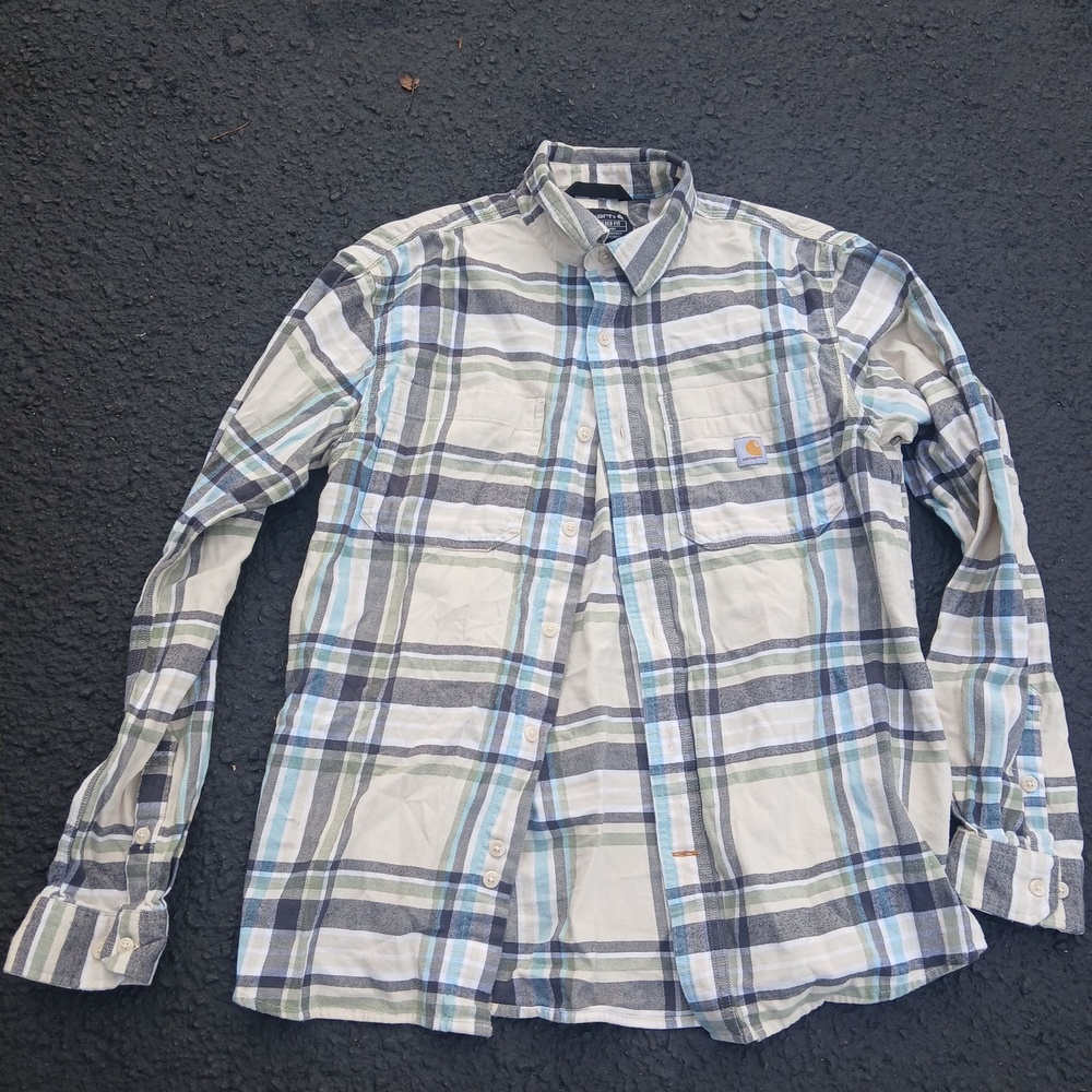 Carhartt Shirt Mens Medium Plaid Long Sleeve Relaxed Fit Button Down Workwear